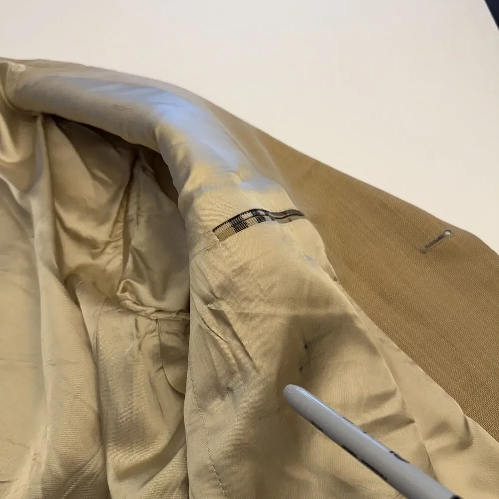 Vintage Burberry London Mens 50S Tan Wool Sport Coat Blazer USA Made